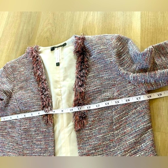 SACHIN + BABI Anthropologie Short Silk-blend Blazer with Unique Fuzzy Co… - Picture 9 of 11